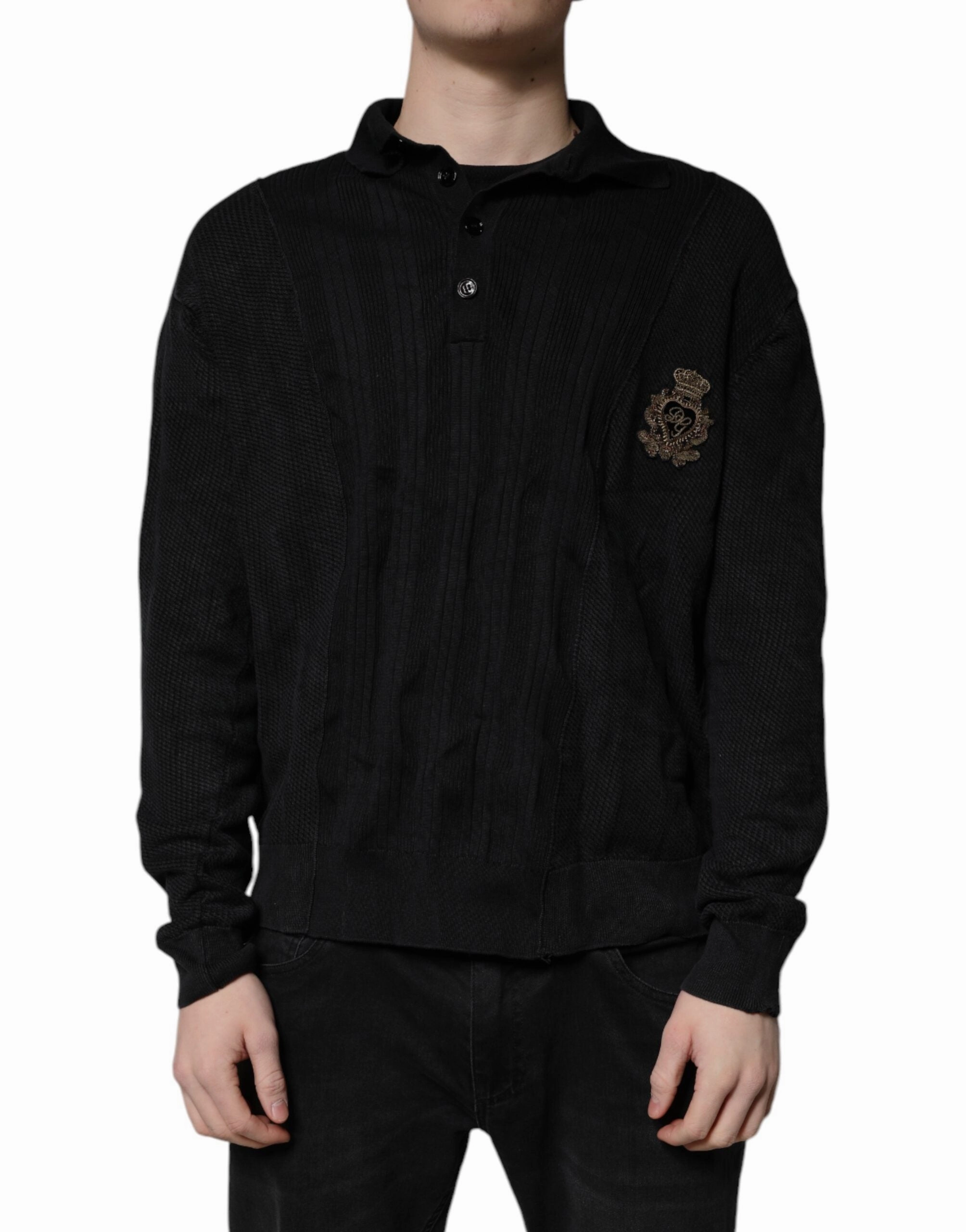 Dolce & Gabbana Heraldic Silk Buttoned Pullover Men's Sweater (Pre-Owned)