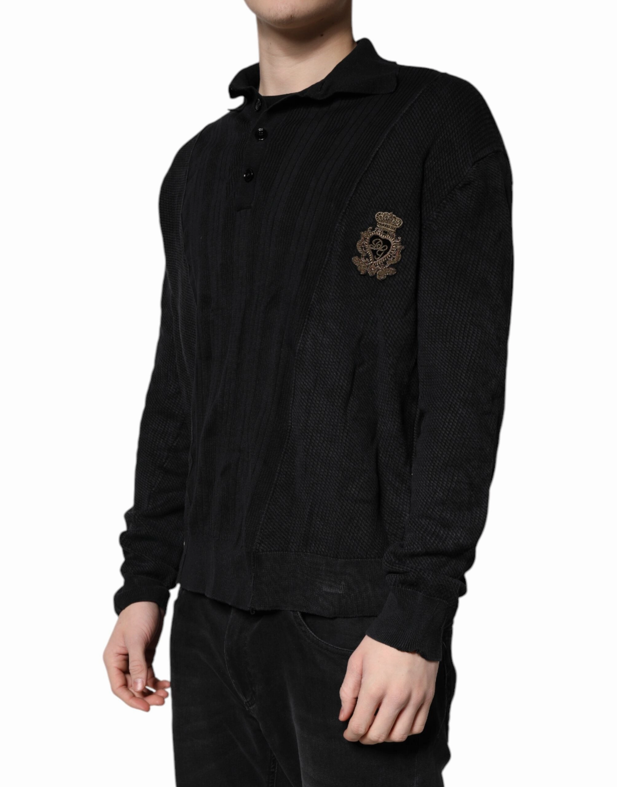 Dolce & Gabbana Heraldic Silk Buttoned Pullover Men's Sweater (Pre-Owned)