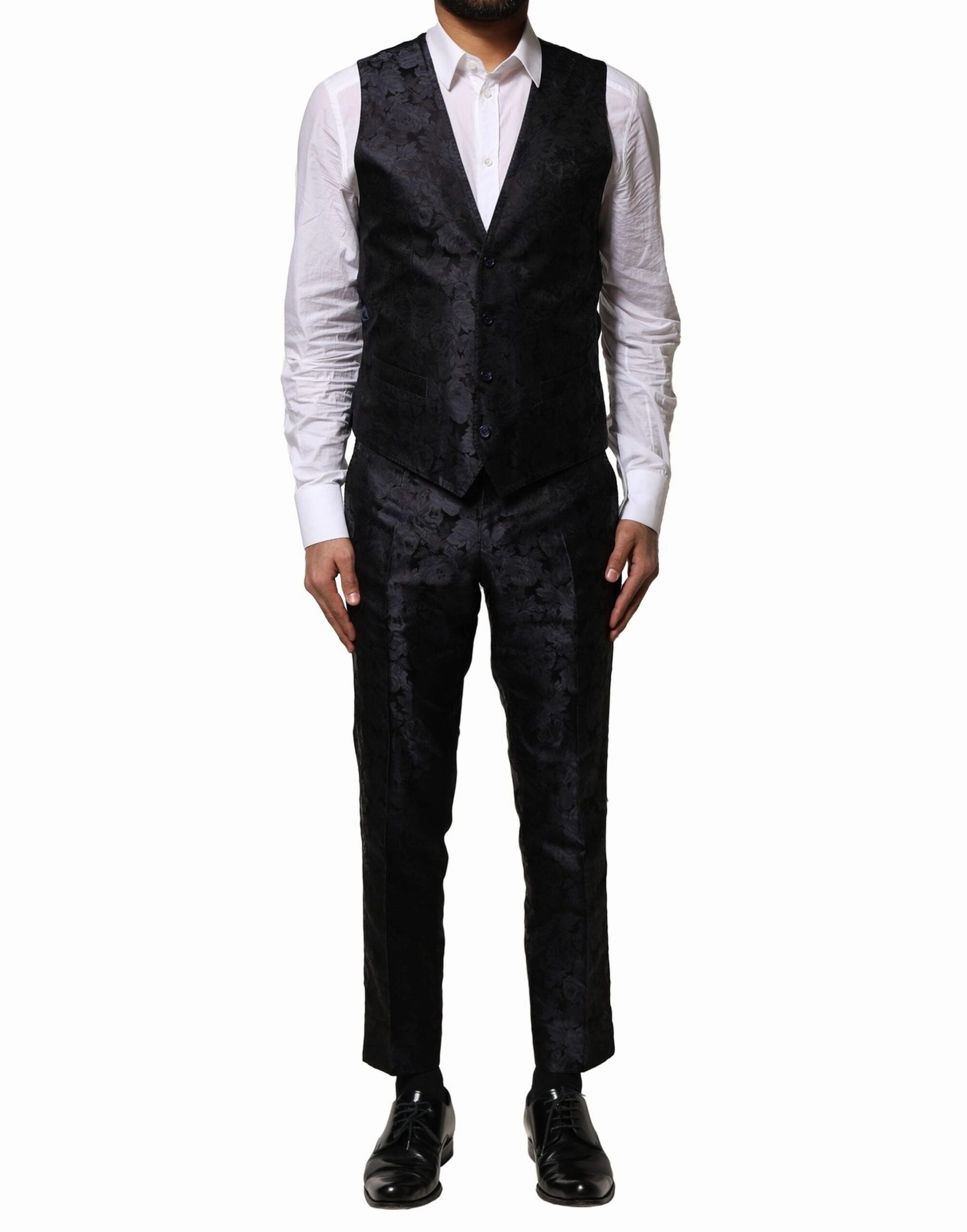 Dolce & Gabbana Jacquard 3 Piece Single Breasted Men's Suit