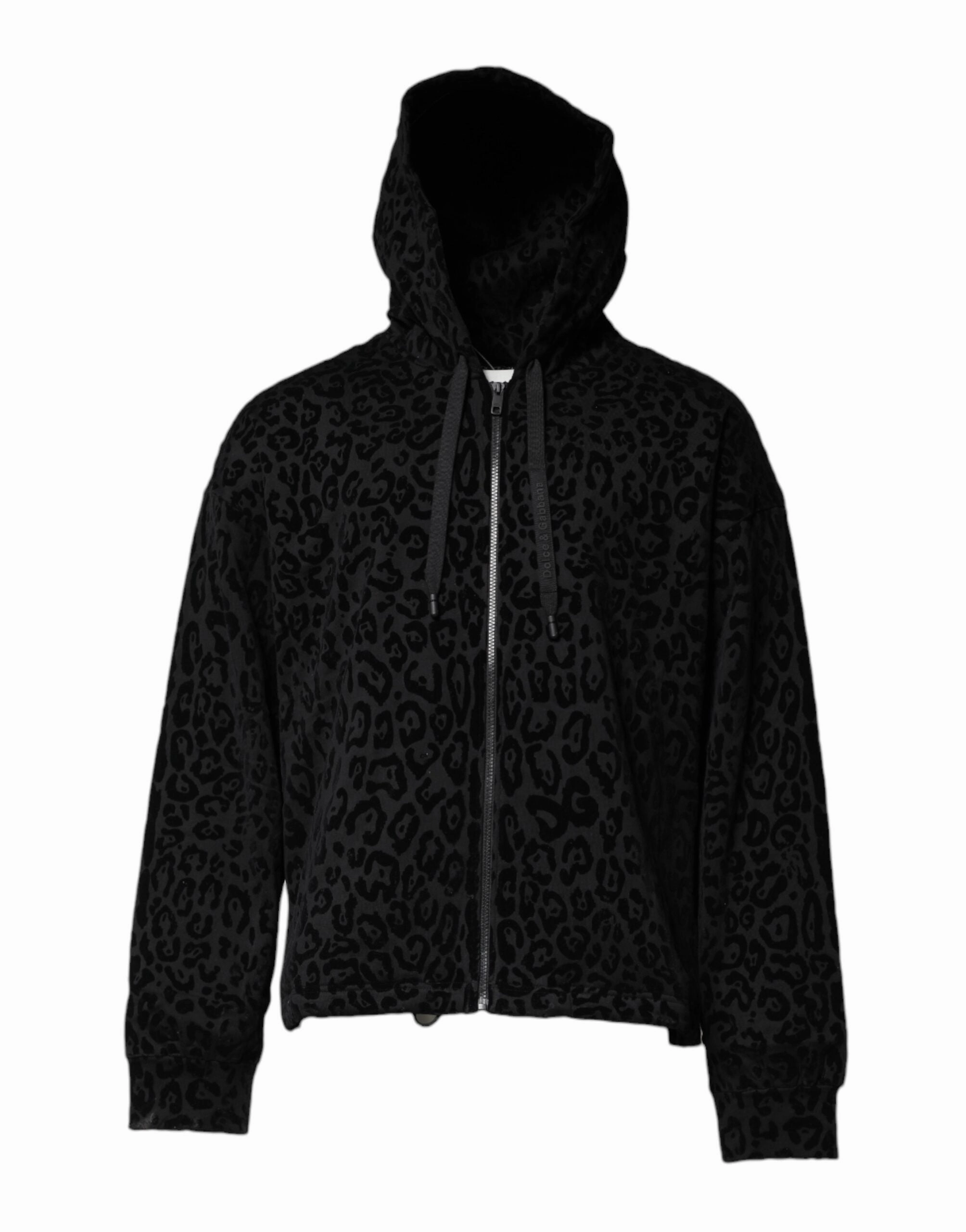 Dolce & Gabbana Leopard Full Zip Hooded Sweatshirt Men's Sweater knit sweaters cheap