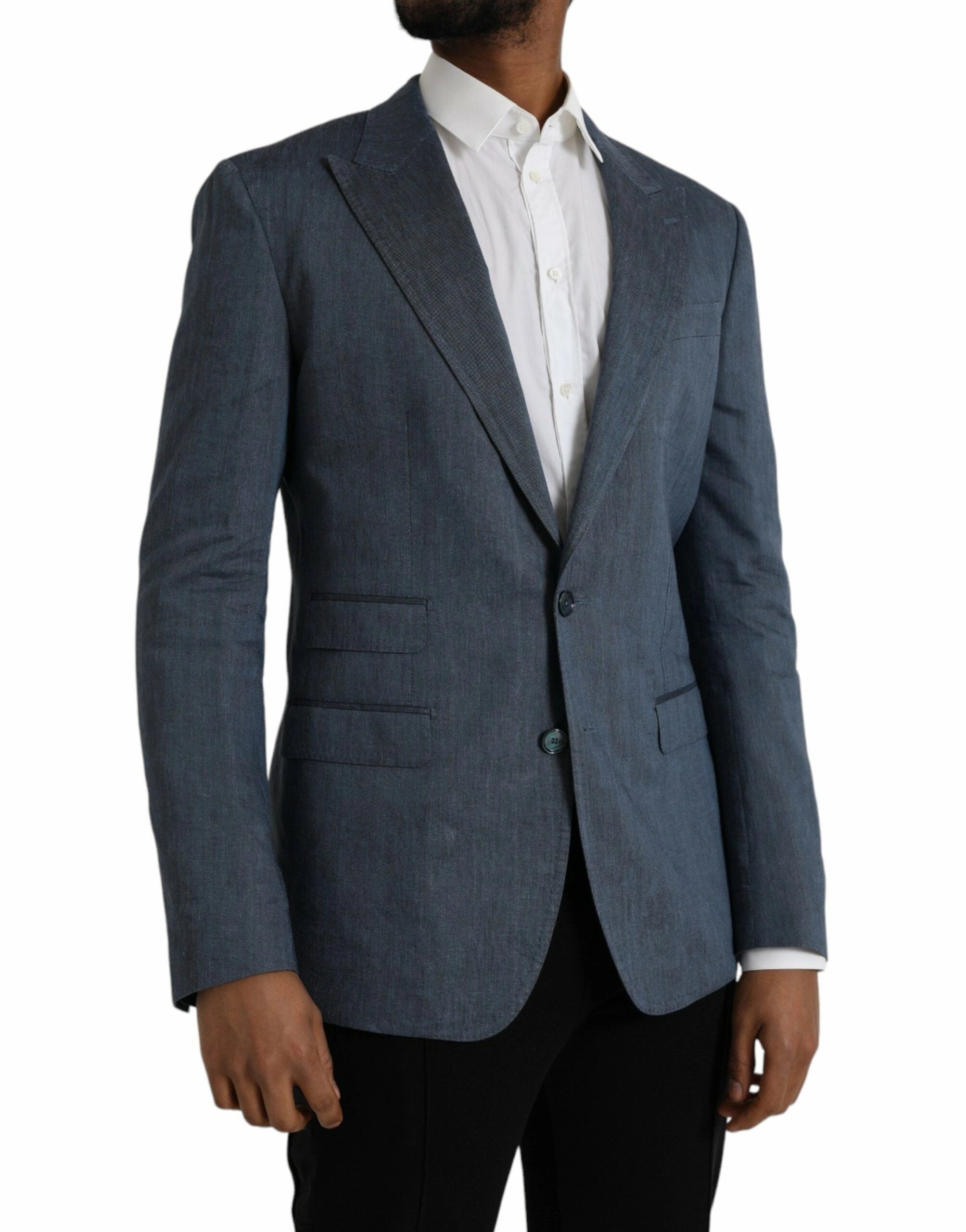 Dolce & Gabbana Linen NAPOLI Single Breasted Coat Men's Blazer