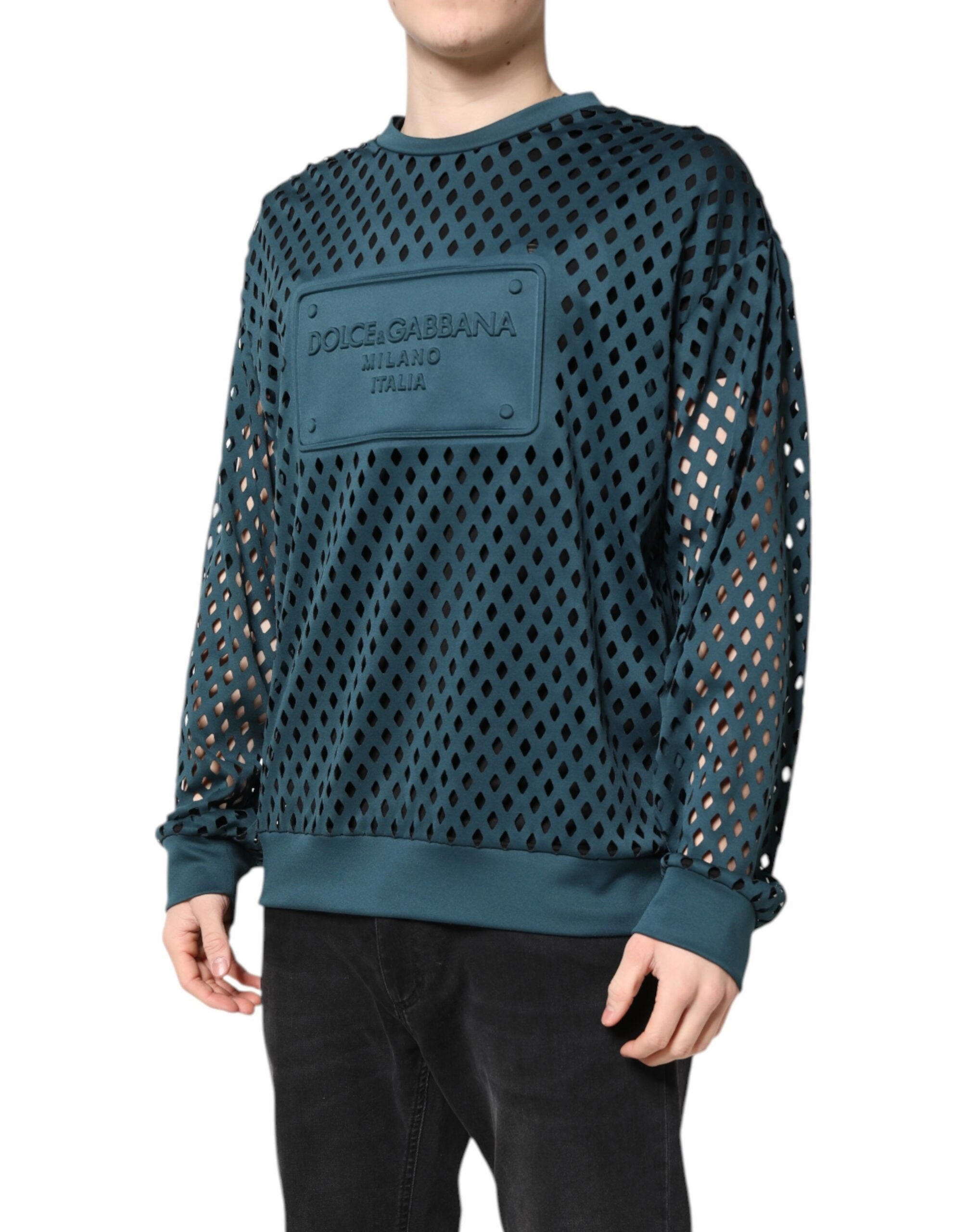 Dolce & Gabbana Perforated DG Embossed Pullover Men's Sweater