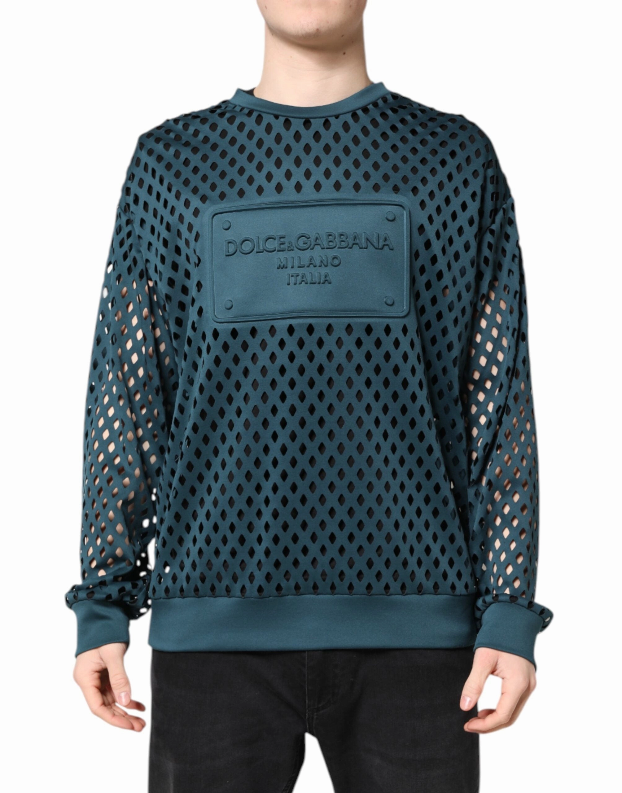 Dolce & Gabbana Perforated DG Embossed Pullover Men's Sweater knit sweaters cheap