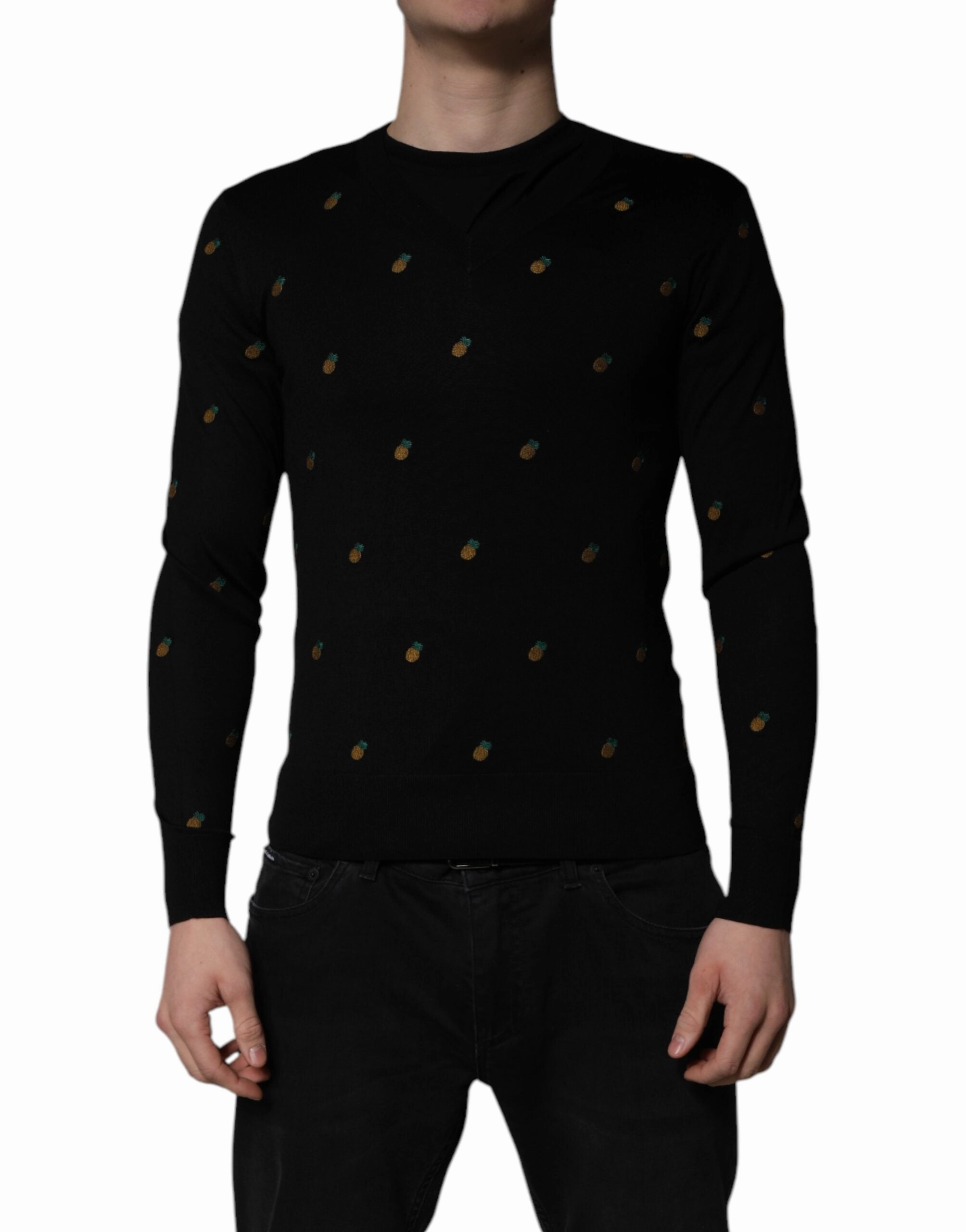 Dolce & Gabbana Pineapple Crew Neck Pullover Men's Sweater knit sweaters cheap