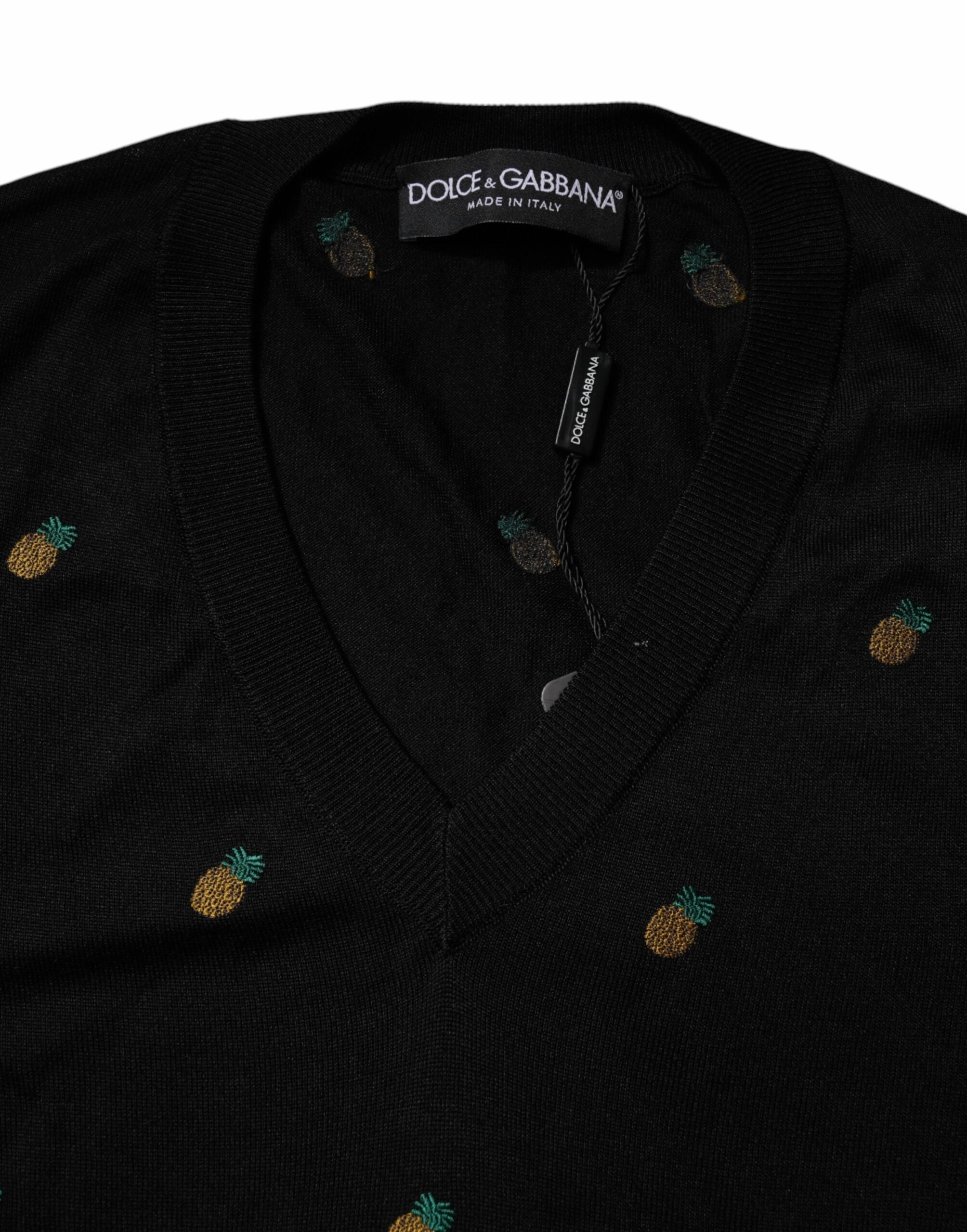 Dolce & Gabbana Pineapple Crew Neck Pullover Men's Sweater