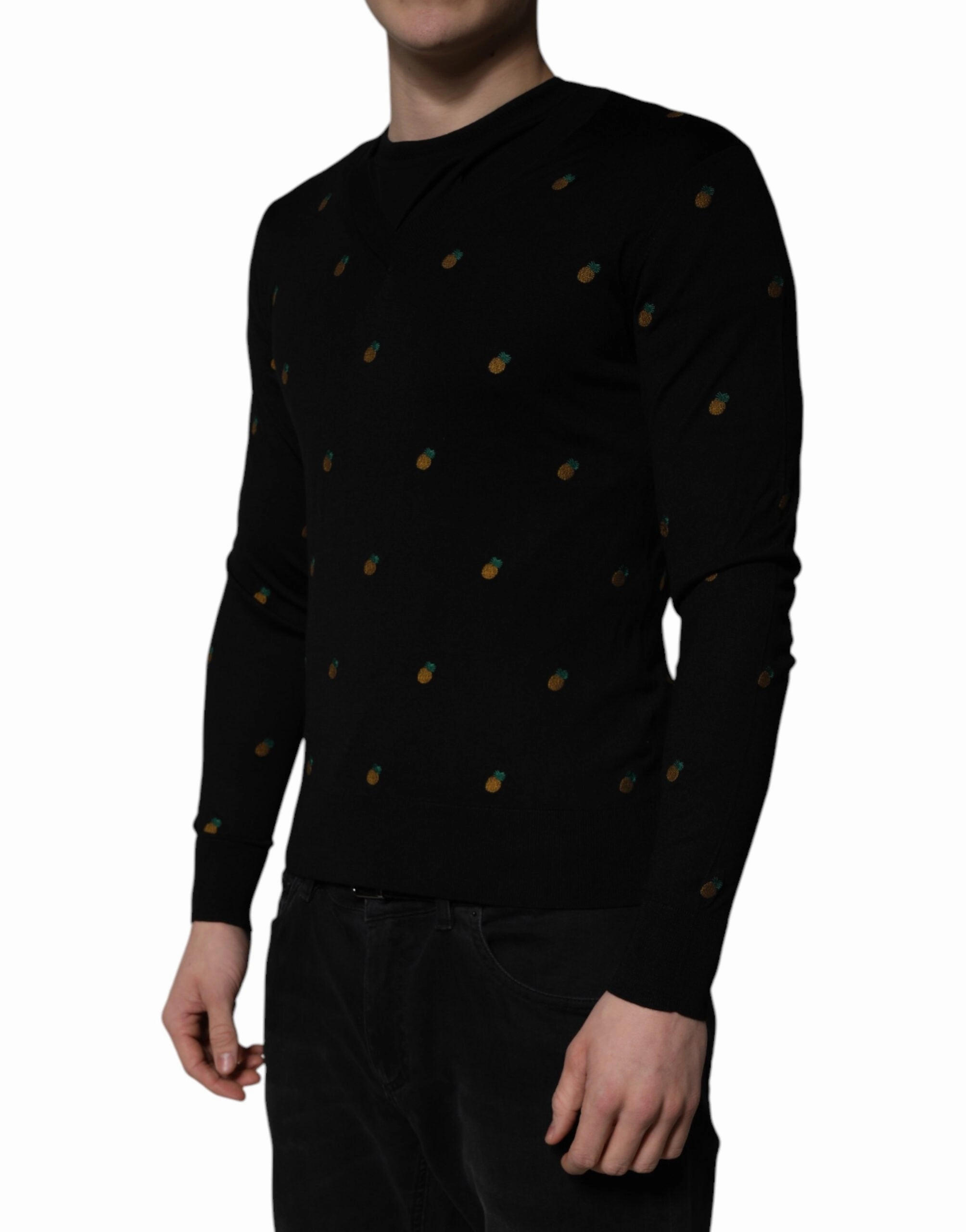 Dolce & Gabbana Pineapple Crew Neck Pullover Men's Sweater