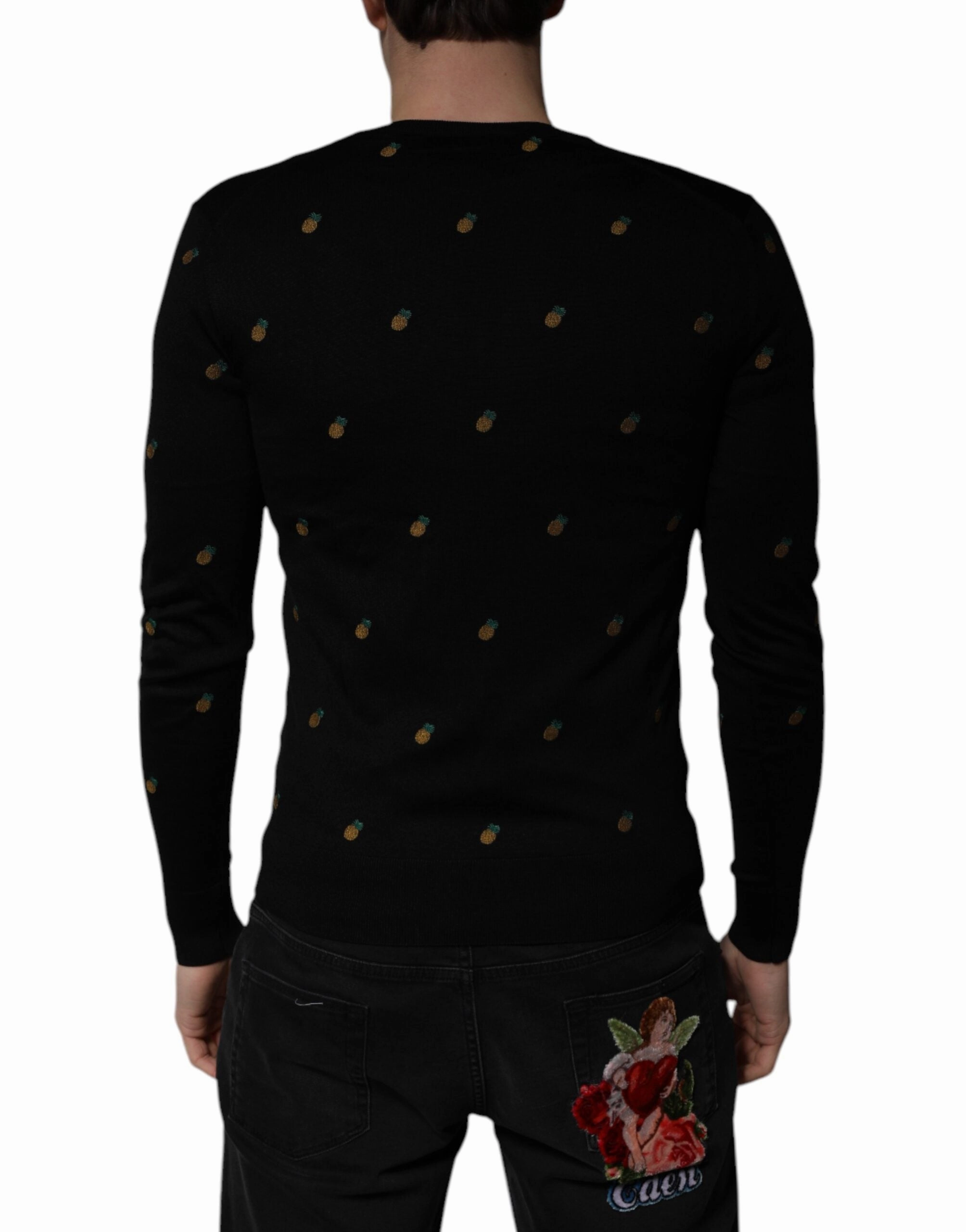 Dolce & Gabbana Pineapple Crew Neck Pullover Men's Sweater