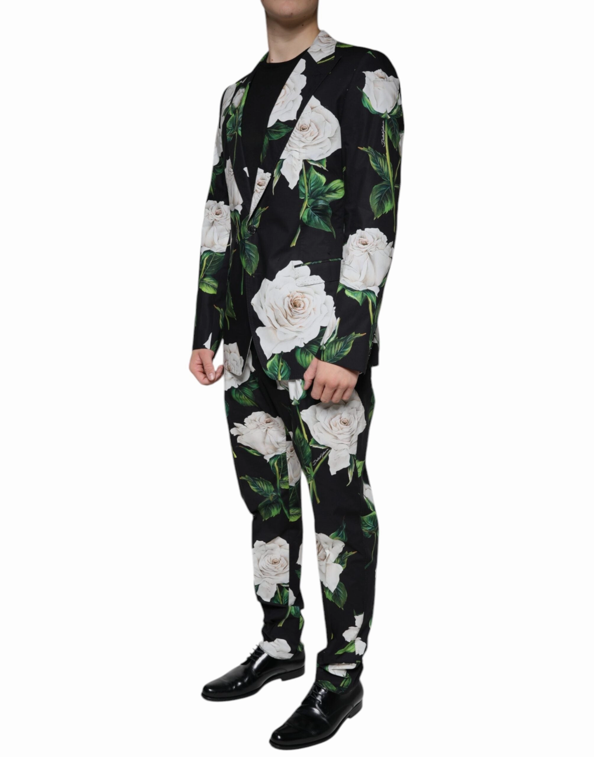Dolce & Gabbana  Rose Cotton Men Formal 2 Piece Men's Suit