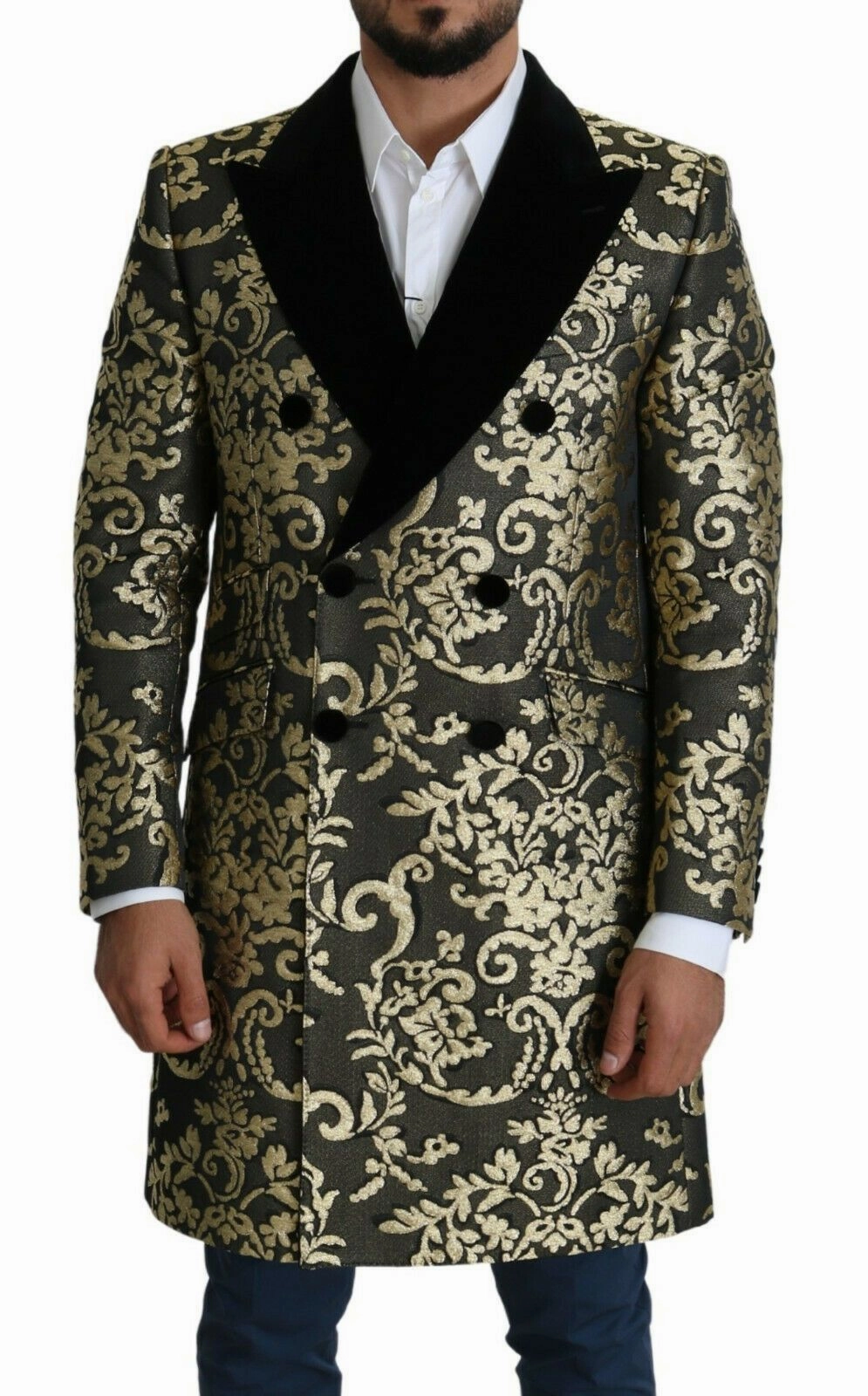 Dolce & Gabbana Sicilia Jacquard Double-Breasted Men's Coat