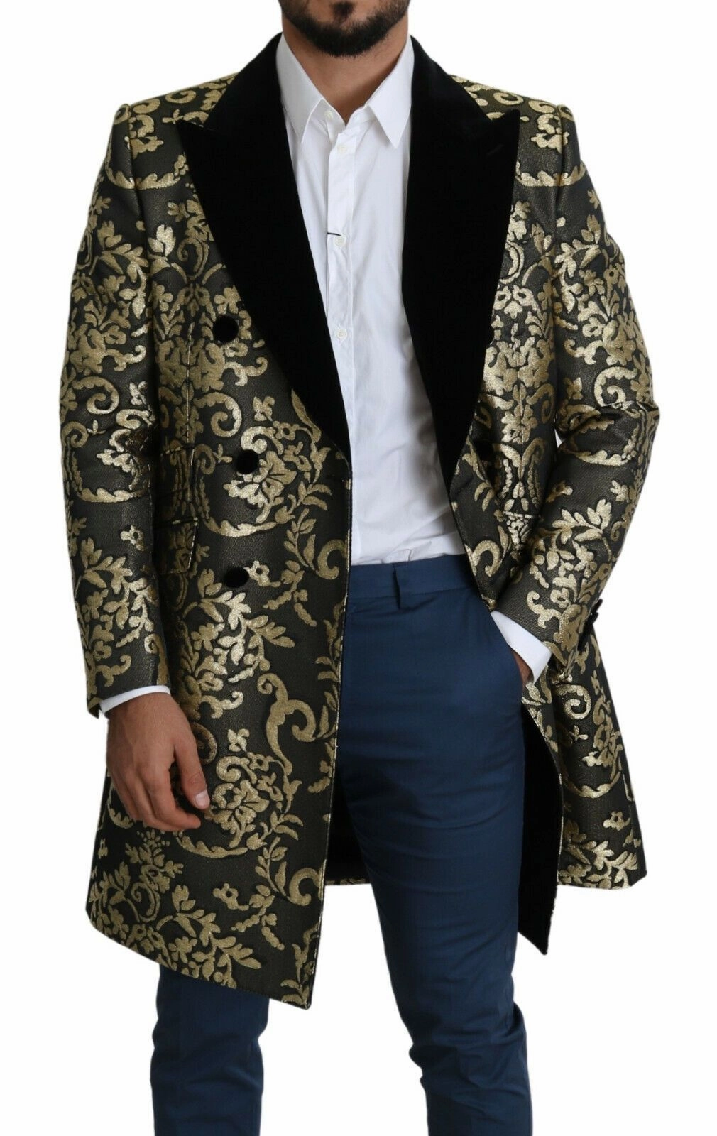 Dolce & Gabbana Sicilia Jacquard Double-Breasted Men's Coat