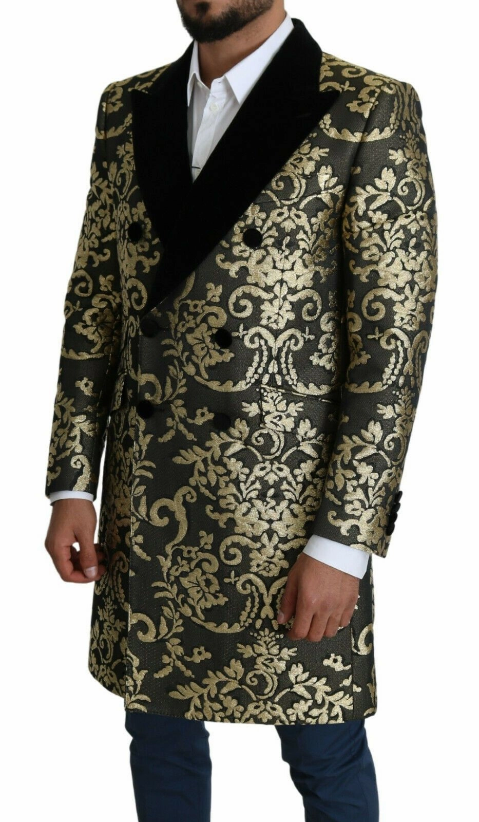 Dolce & Gabbana Sicilia Jacquard Double-Breasted Men's Coat
