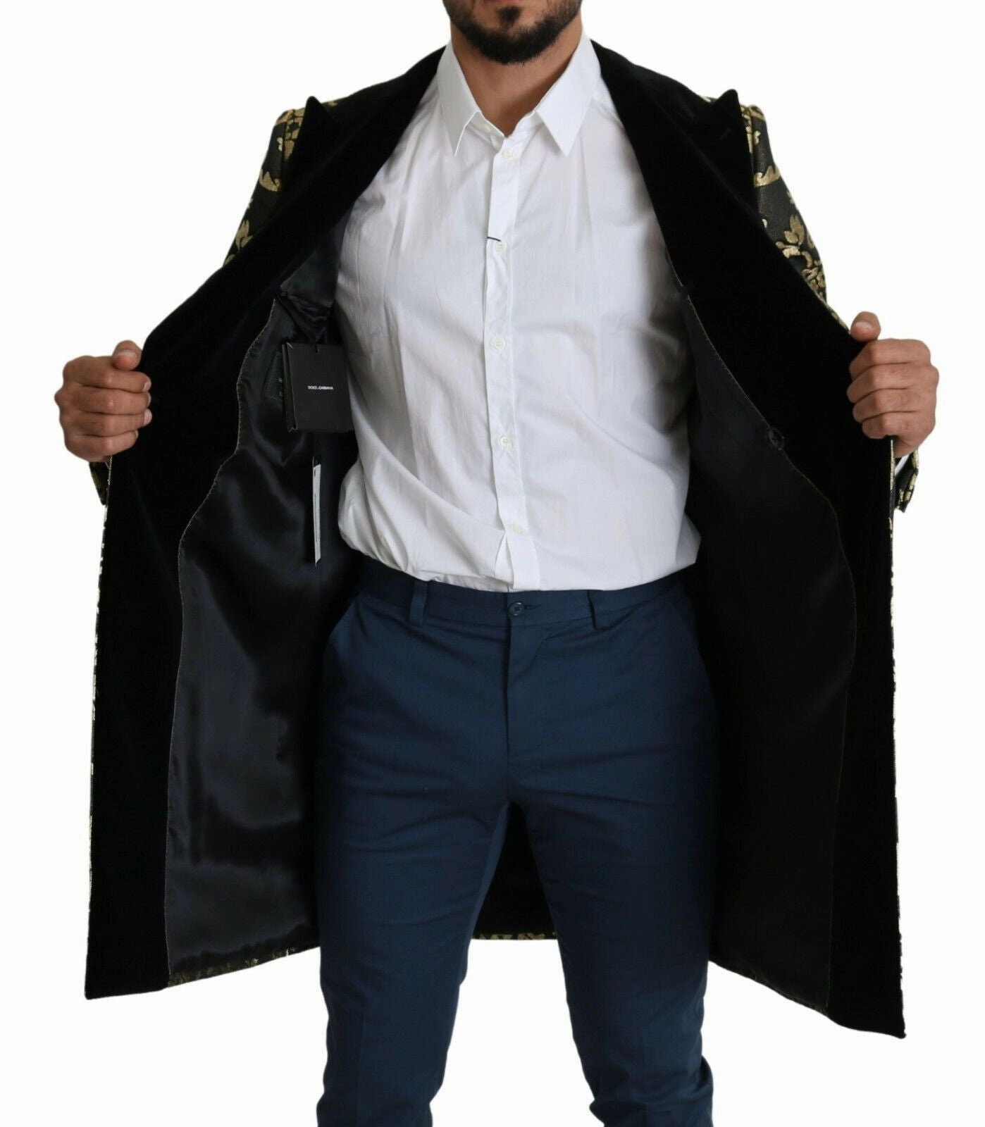 Dolce & Gabbana Sicilia Jacquard Double-Breasted Men's Coat