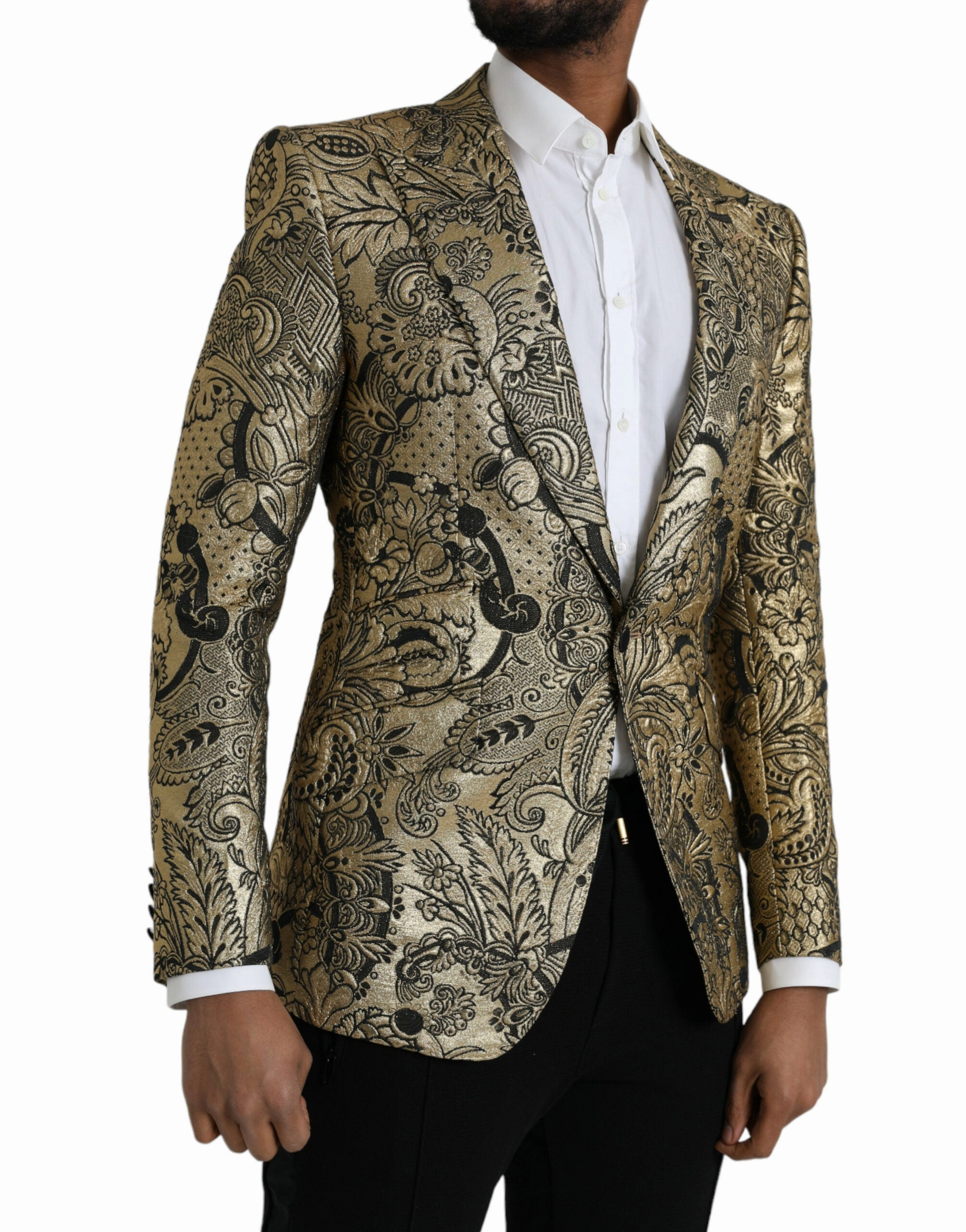 Dolce & Gabbana SICILIA Jacquard Single Breasted Coat Men's Blazer