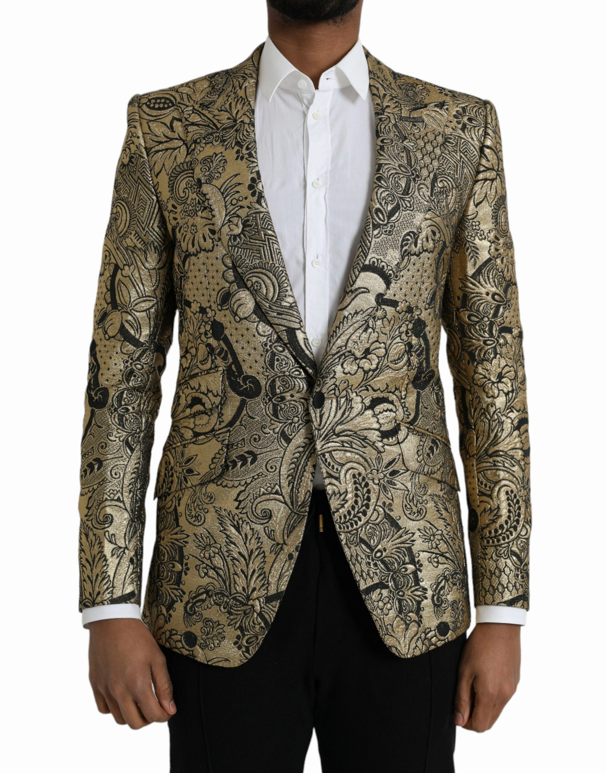 Dolce & Gabbana SICILIA Jacquard Single Breasted Coat Men's Blazer