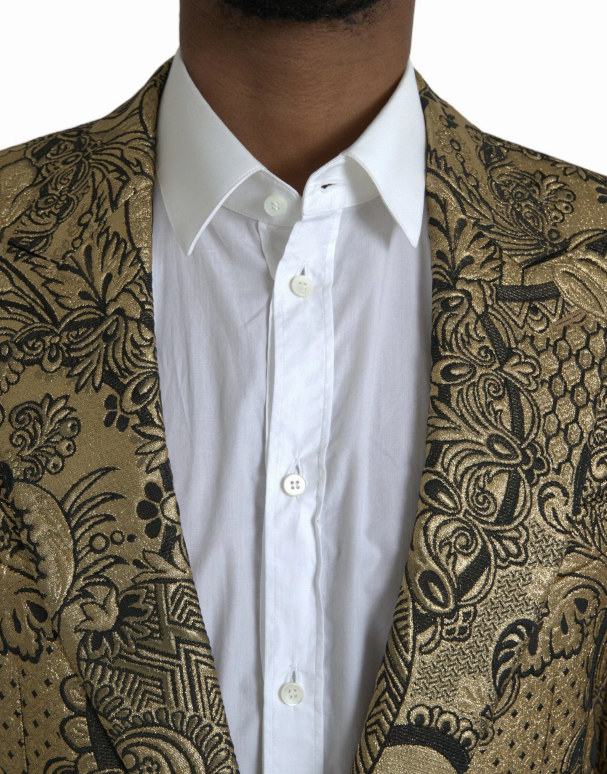 Dolce & Gabbana SICILIA Jacquard Single Breasted Coat Men's Blazer