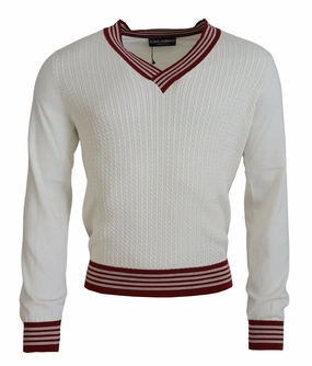 Dolce & Gabbana Silk Cotton V-Neck Men's Sweater cashmere sweaters sale