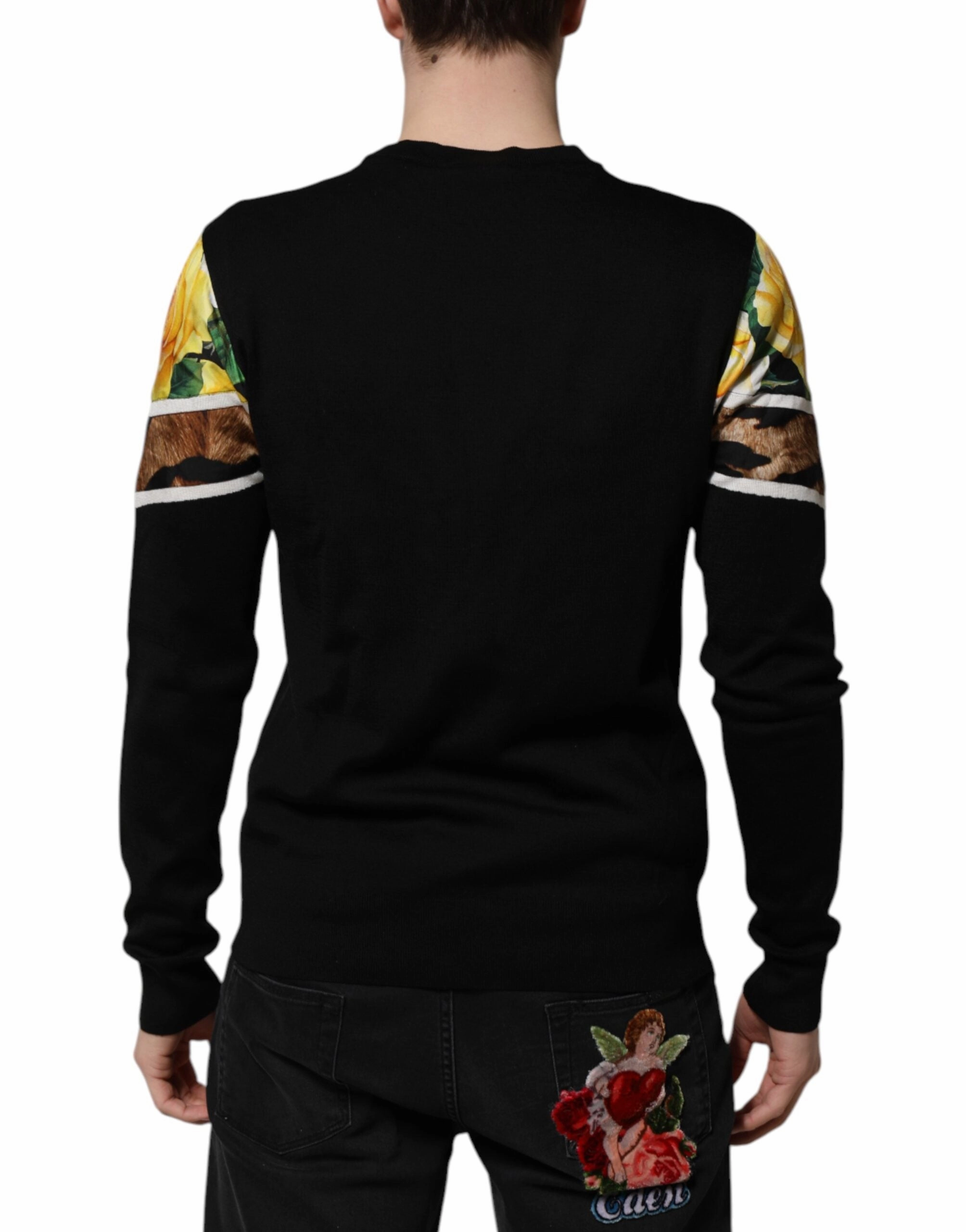 Dolce & Gabbana Silk Floral Crew Neck Pullover Men's Sweater (Pre-Owned)