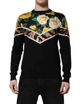 Dolce & Gabbana Silk Floral Crew Neck Pullover Men's Sweater (Pre-Owned) winter sweaters outlet