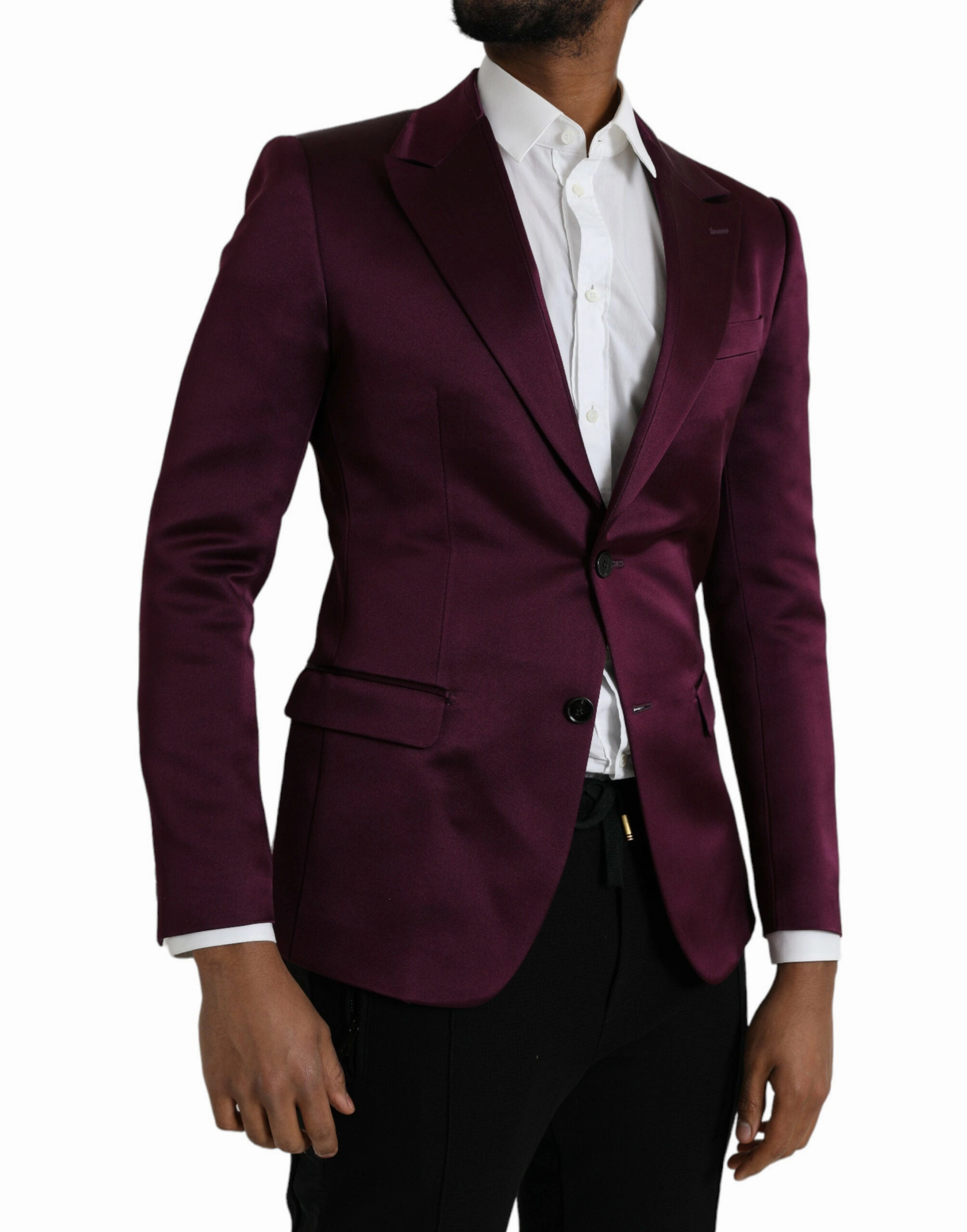Dolce & Gabbana Silk Single Breasted Coat Men's Blazer
