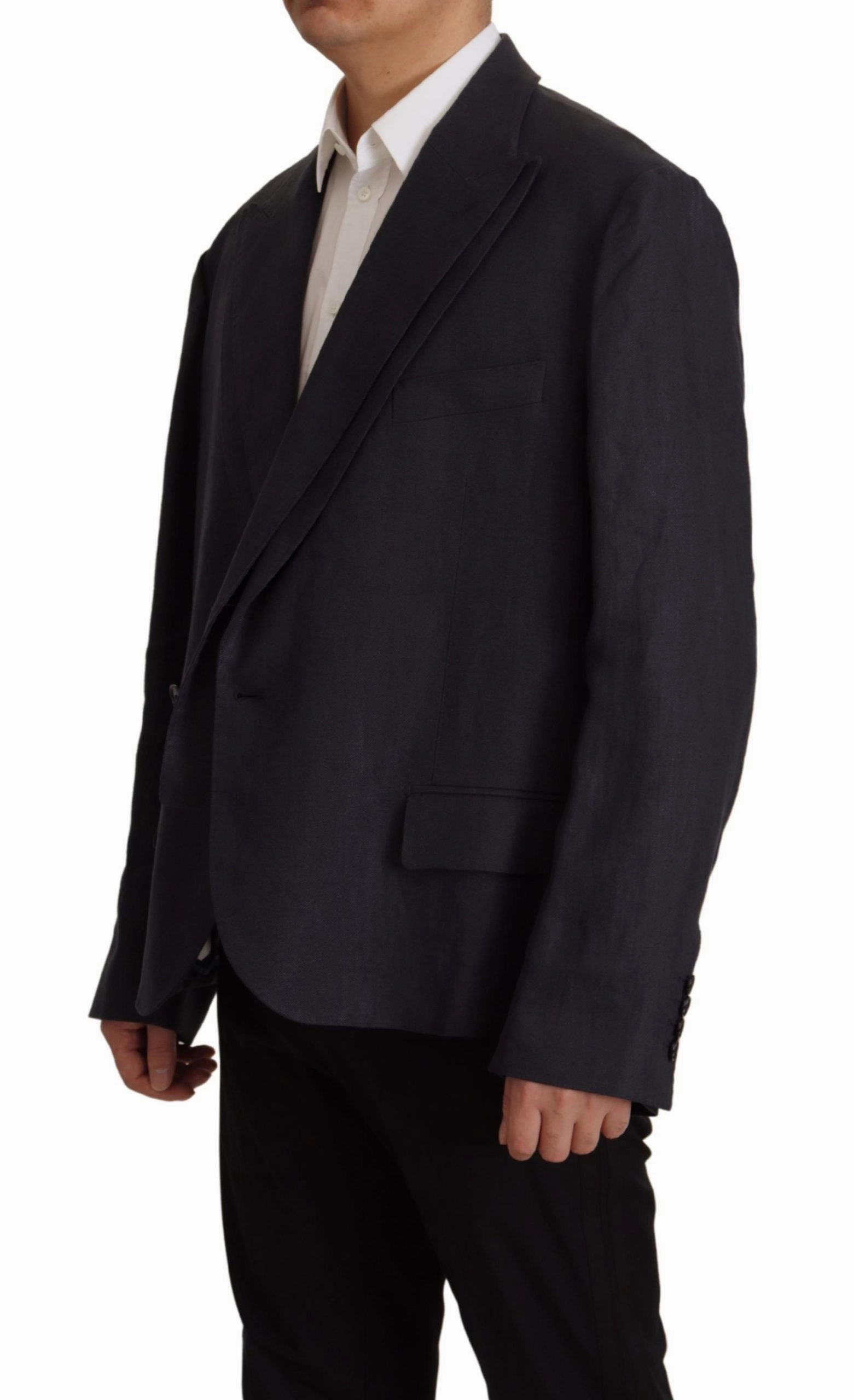 Dolce & Gabbana Sleek Double Breasted Navy Linen Men's Blazer