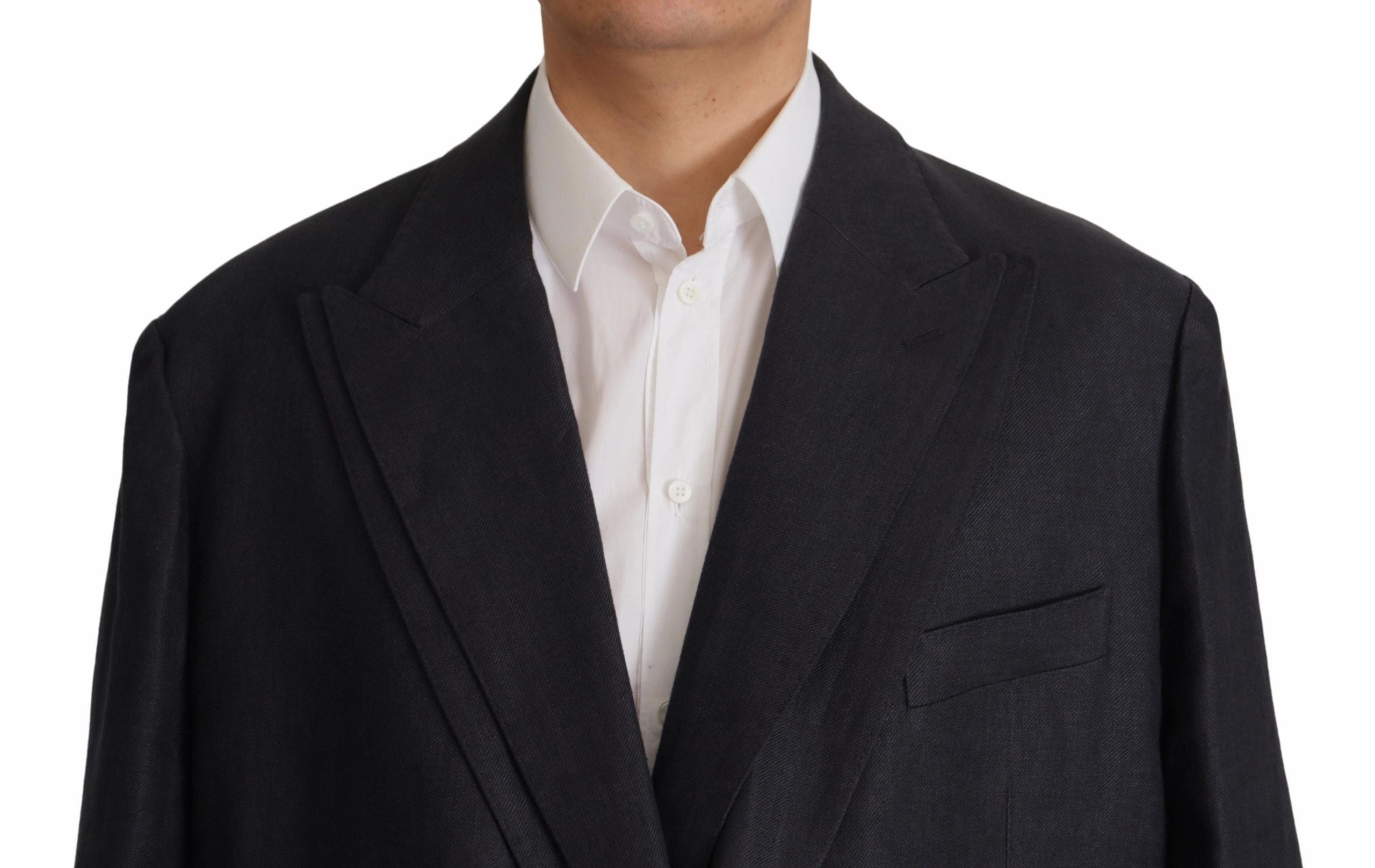 Dolce & Gabbana Sleek Double Breasted Navy Linen Men's Blazer