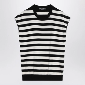 Dolce&Gabbana Sleeveless Kimono-Style Striped Sweater cashmere sweaters sale