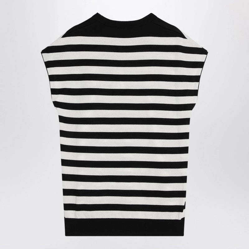 Dolce&Gabbana Sleeveless Kimono-Style Striped Sweater