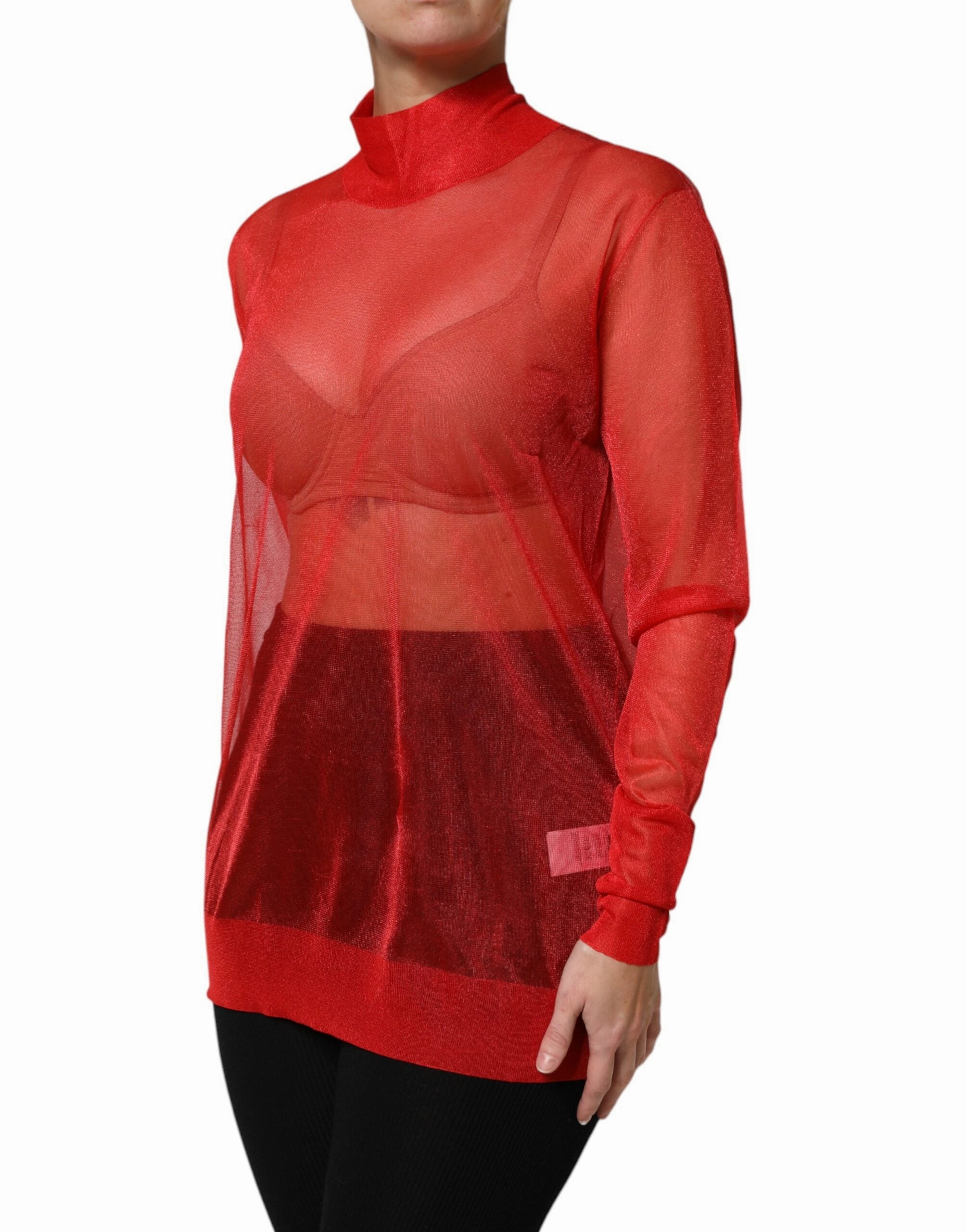 Dolce & Gabbana Tulle Turtleneck Long Sleeve Blouse Women's Top (Pre-Owned)