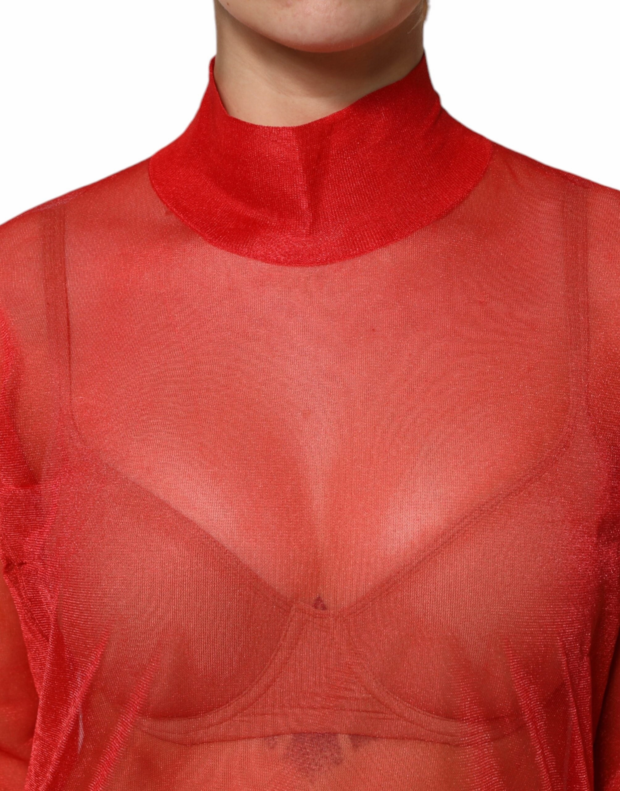 Dolce & Gabbana Tulle Turtleneck Long Sleeve Blouse Women's Top (Pre-Owned)