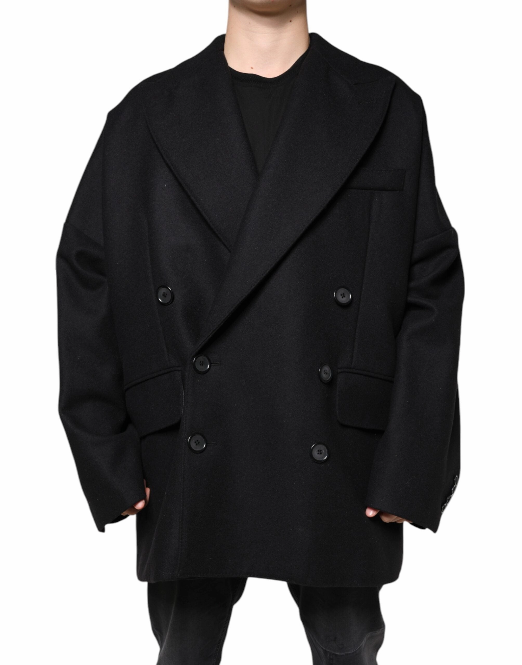 Dolce & Gabbana Wool Double Breasted Men Coat Men's Jacket