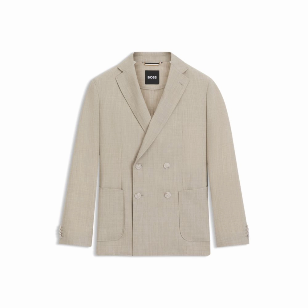 Double-breasted blazer in micro-patterned wool