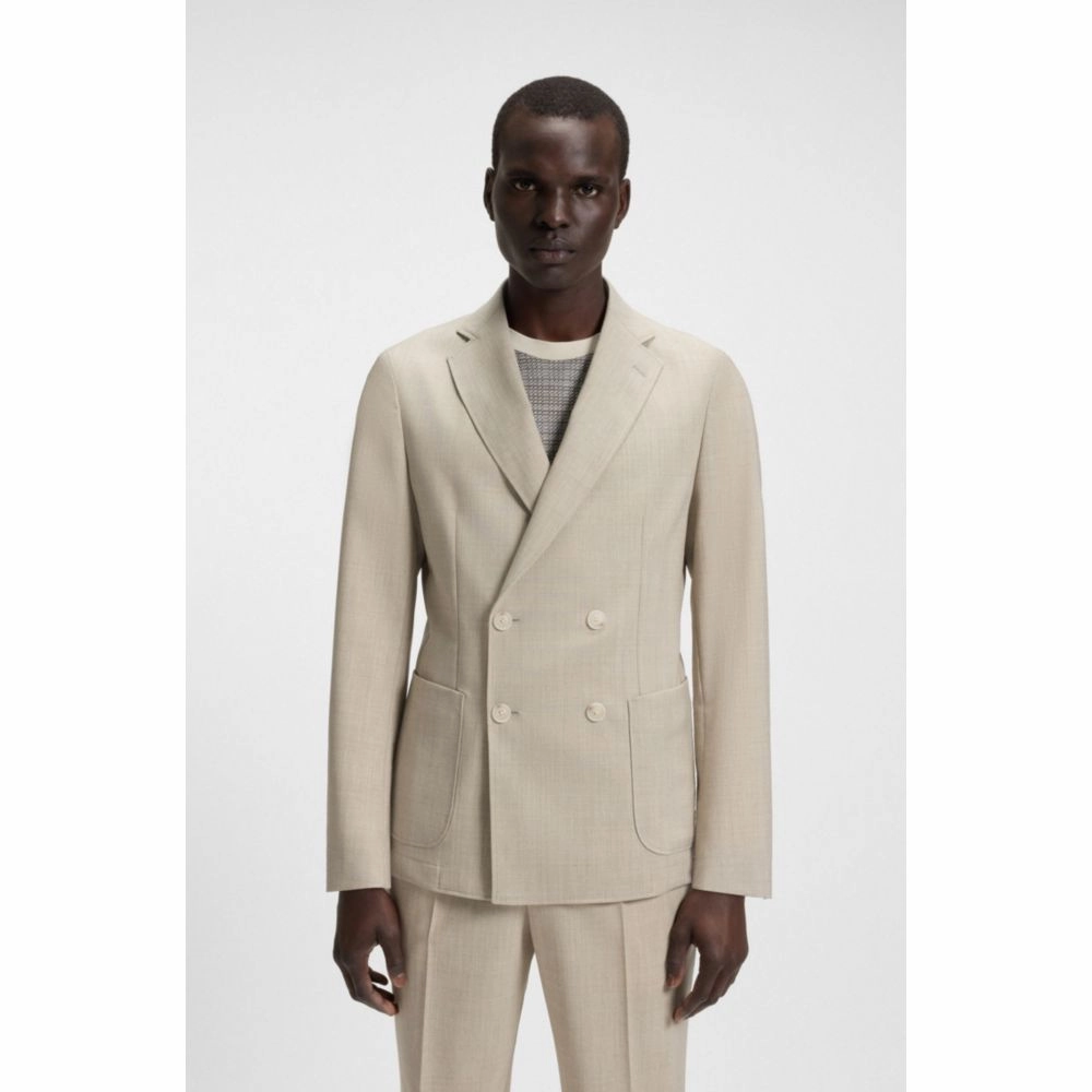 Double-breasted blazer in micro-patterned wool