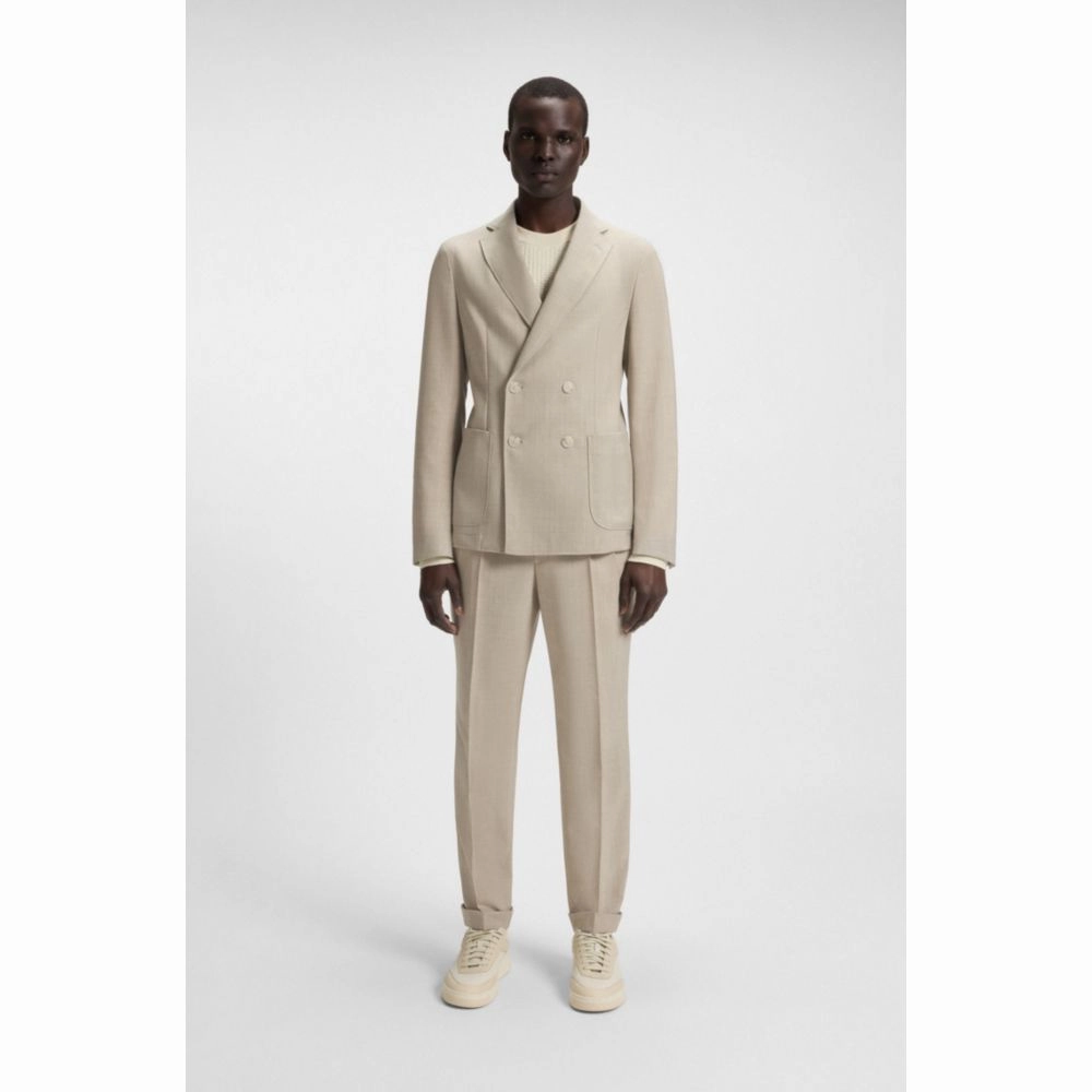 Double-breasted blazer in micro-patterned wool