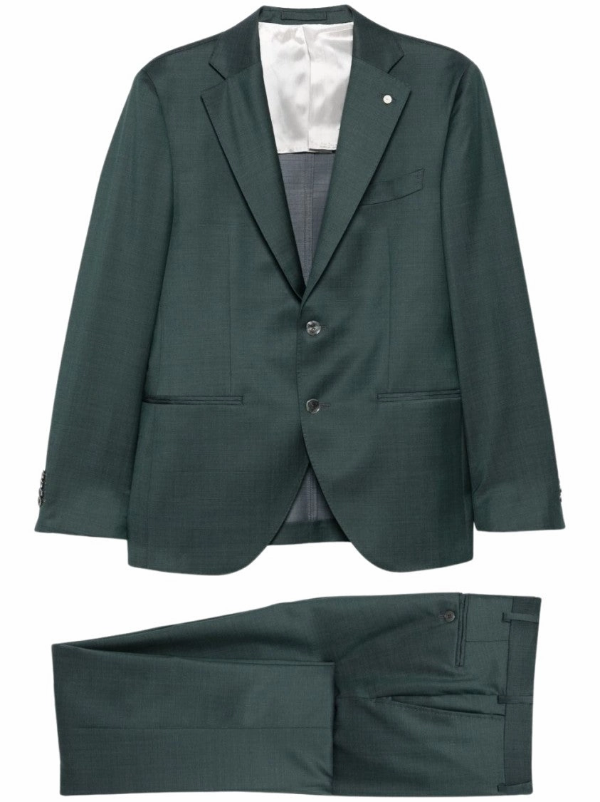Double-Breasted Forest Green Wool Suit