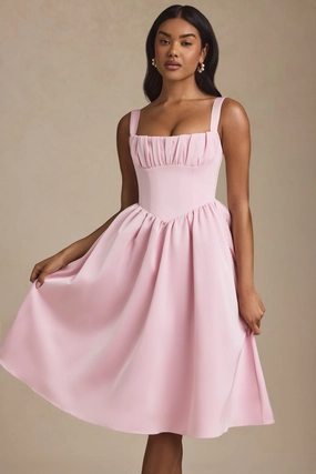 Draped Corset Midaxi Dress in Blush Dresses best price