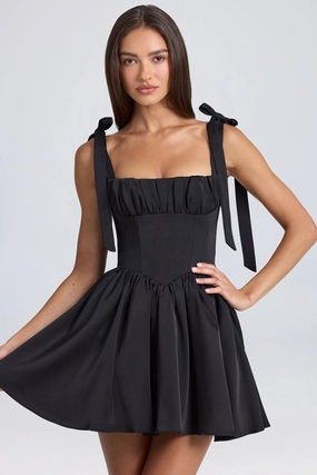 Draped Corset Mini Dress in Black Dresses - party dresses cheap