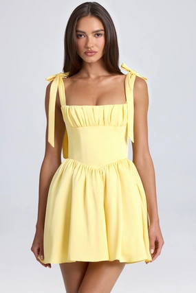 Draped Corset Mini Dress in Lemon Sherbet Dresses - party dresses cheap