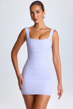 Draped Corset Mini Dress in Soft Lilac Dresses - party dresses cheap