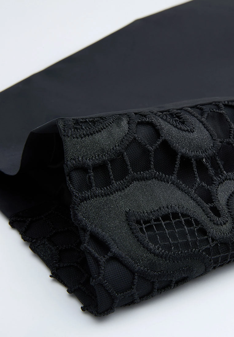 Drawstring-waist Lace-detail Parka Dress