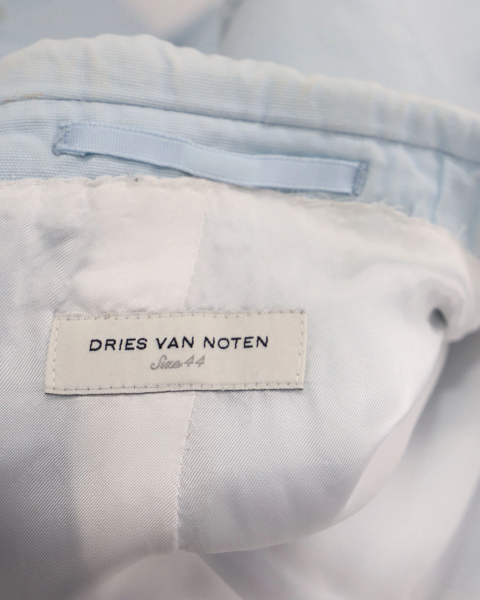 Dries Van Noten Single-Breasted Blazer in Light Blue Cotton