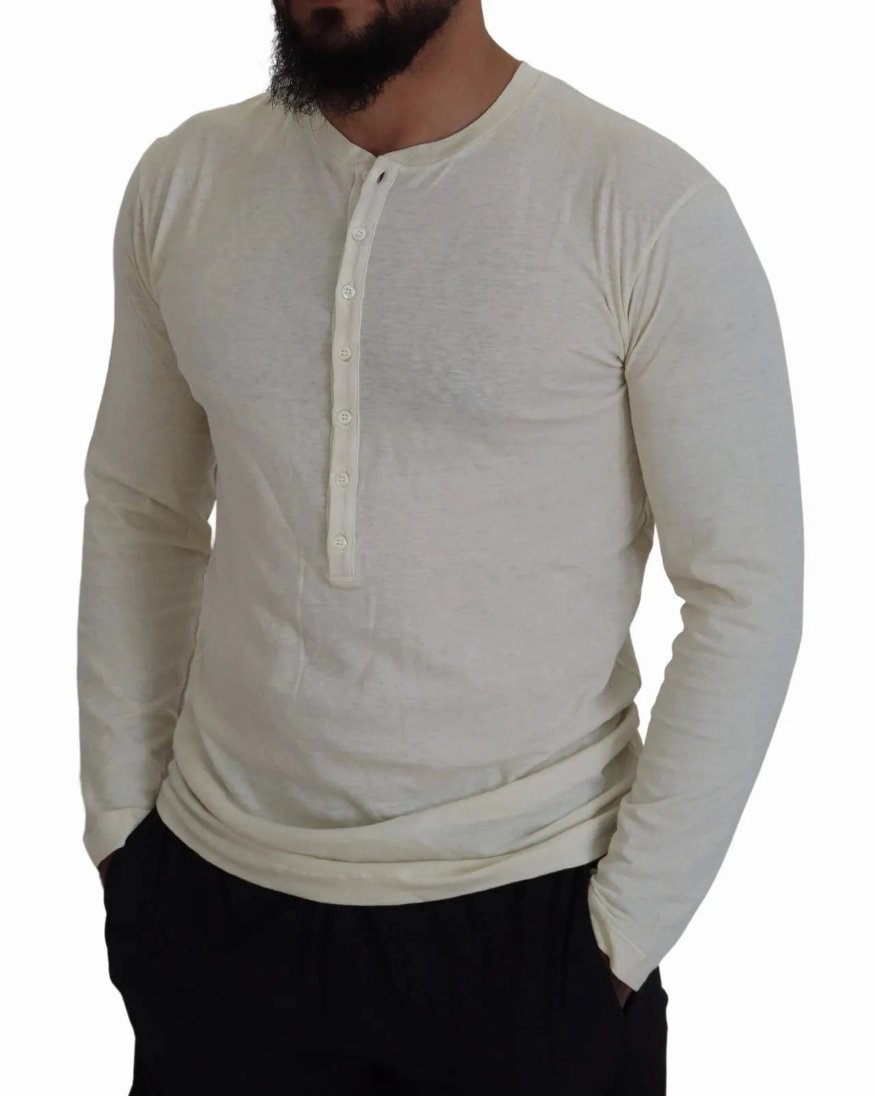 Dsquared2 Cotton Linen Long Sleeves Pullover Men's Sweater (Pre-Owned)