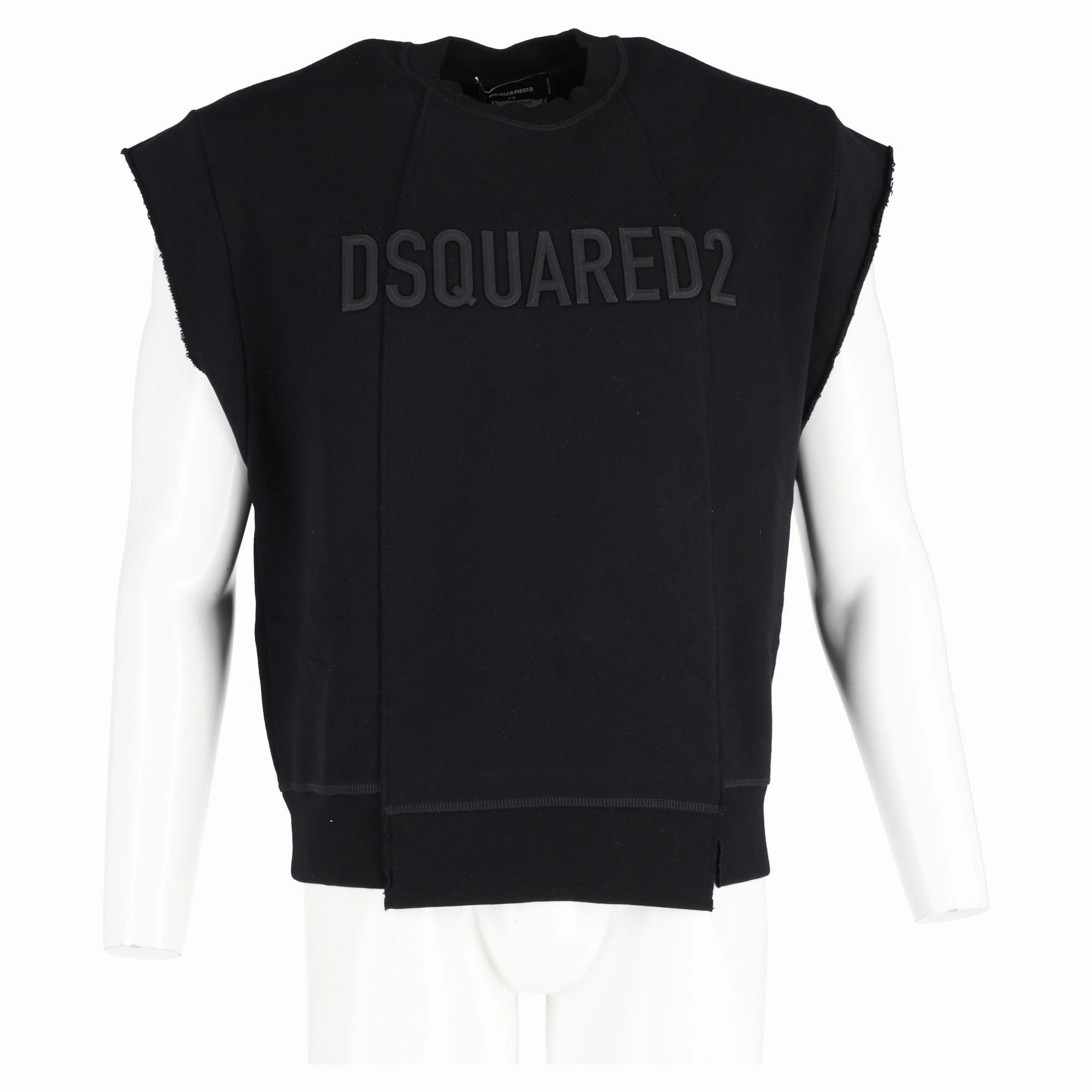 DSquared2 Uneven Short Sleeve Sweatshirt in Black Cotton