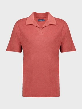 Dusty Coral Faustino Terry Cotton Polo Tops Mens - men's t-shirts outlet
