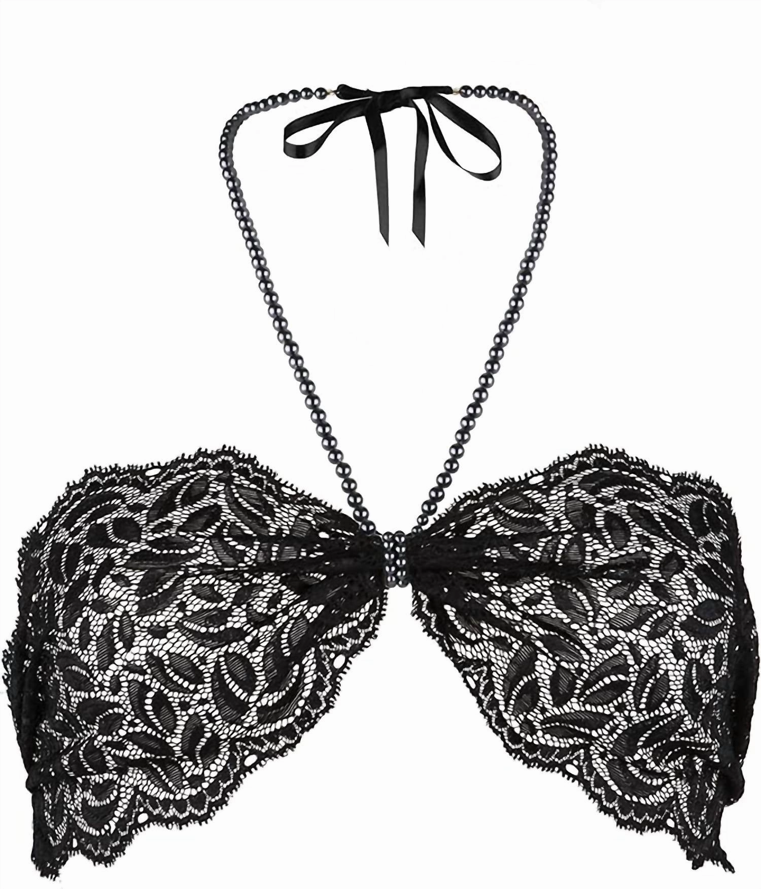 Ebony Bego's Lace And Pearl Bra In Black