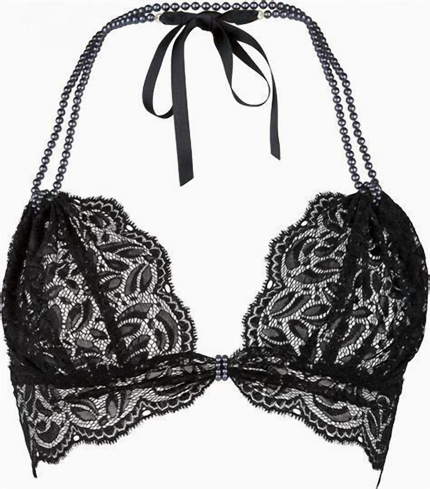 Ebony Bego's Lace And Pearl Bra In Black