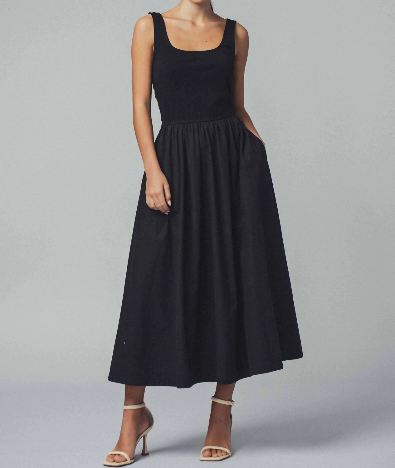 Elegant Cotton Blend Dress In Black