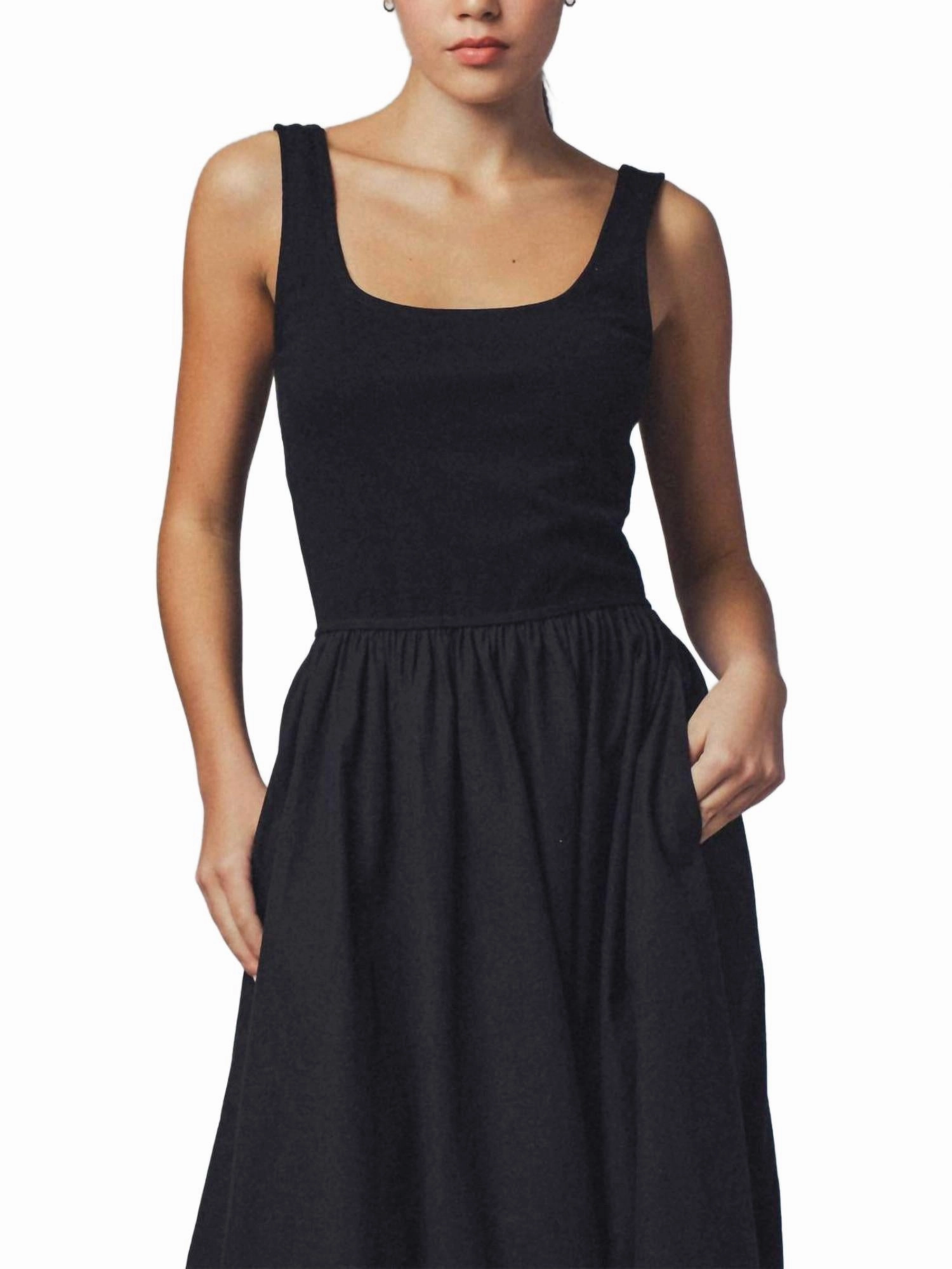 Elegant Cotton Blend Dress In Black