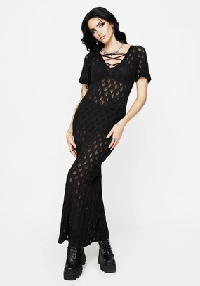 Elnora Moth Crochet Knit Maxi Dress Dresses Womens - women's dresses clearance