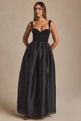 Embellished Corset Gown in Black Dresses - maxi dresses best price