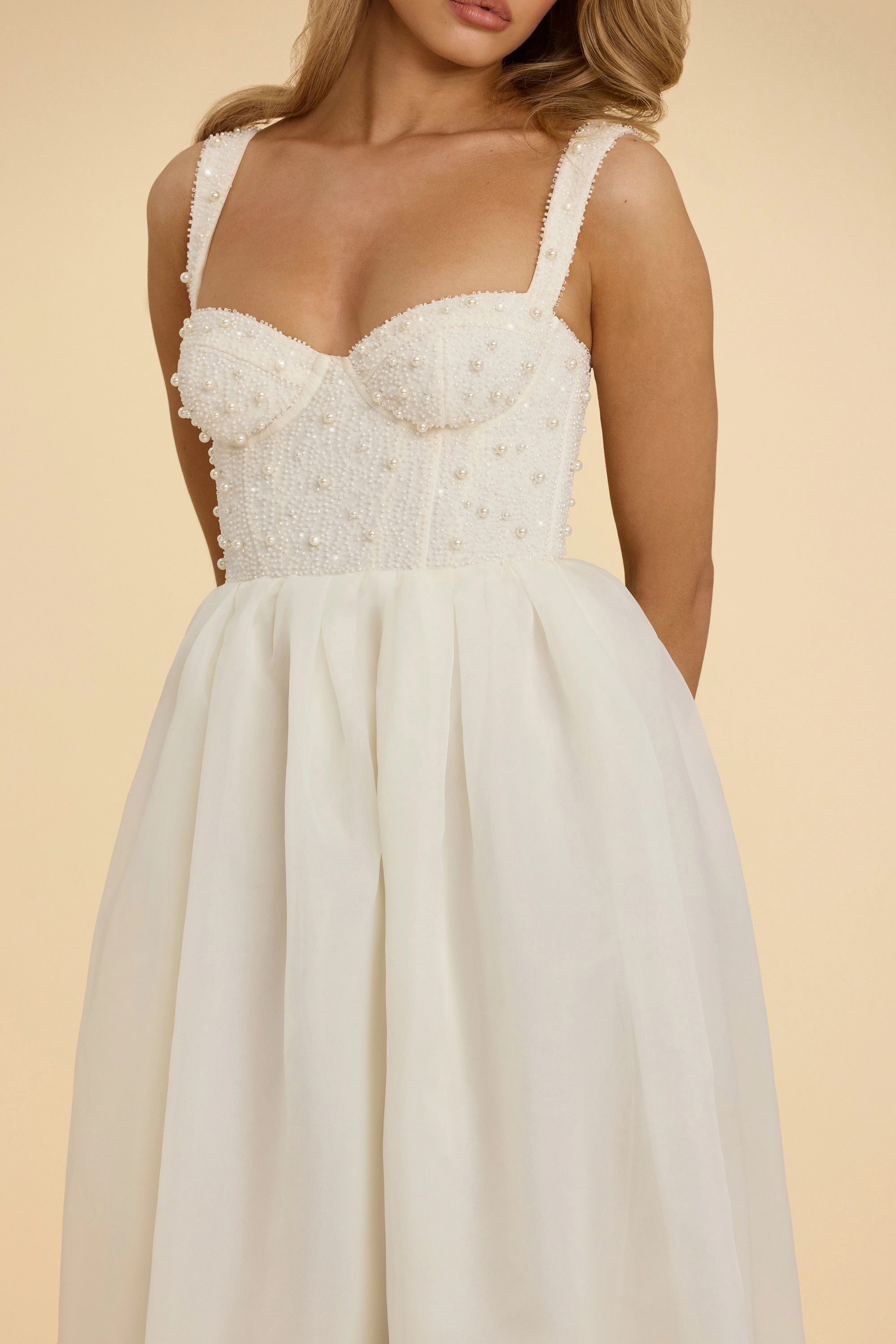 Embellished Corset Gown in White